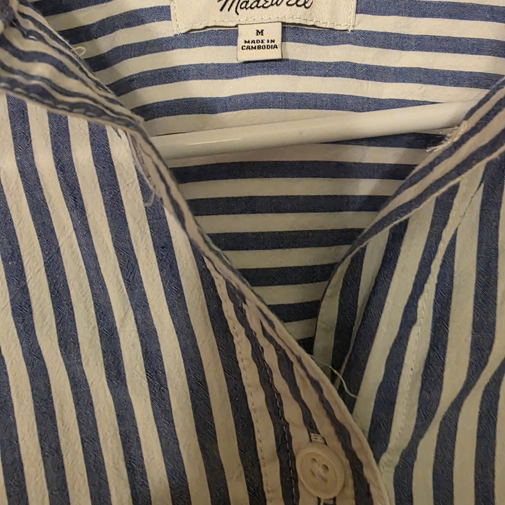 Madewell Blue and White Striped Button-Down Shirt